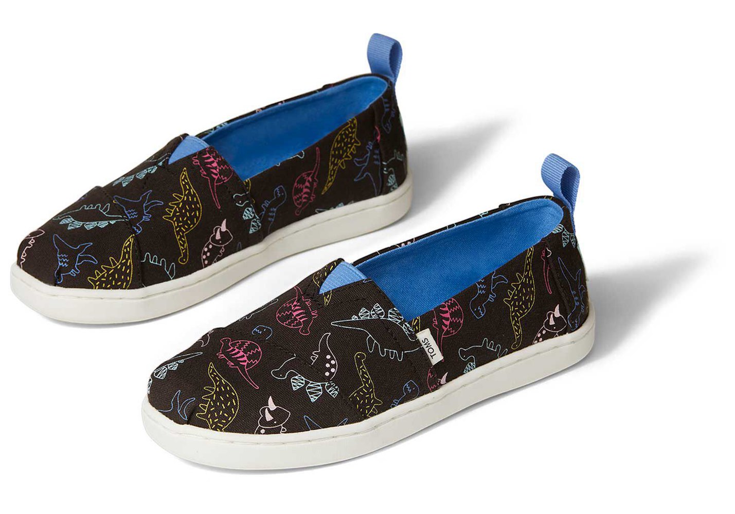 Toms Espadryle Dziecięce Czarne - Alpargata Youth Dinosour Doodles - 29YOKVTNA